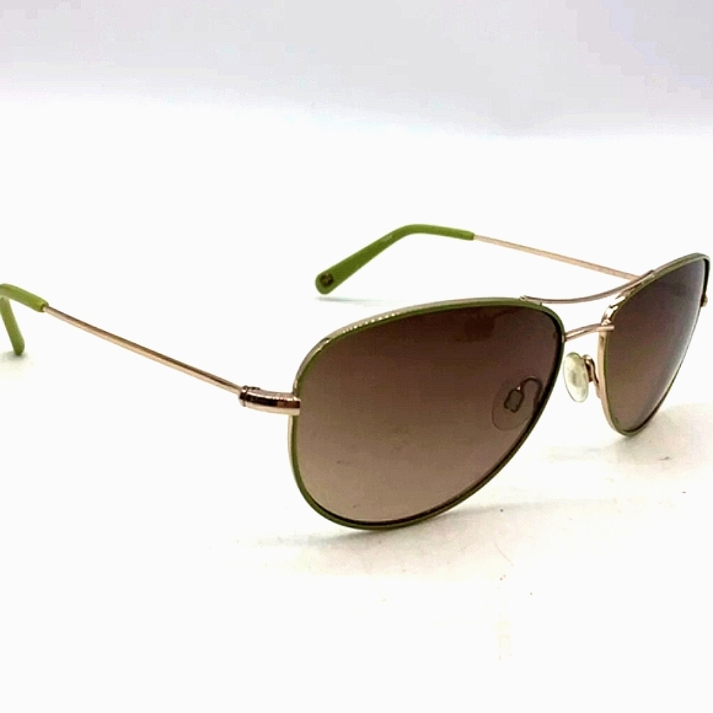 Nine West Aviator Sunglasses Green Gold Women Men Pilot Top Gun Sunglasses - Picture 2 of 11